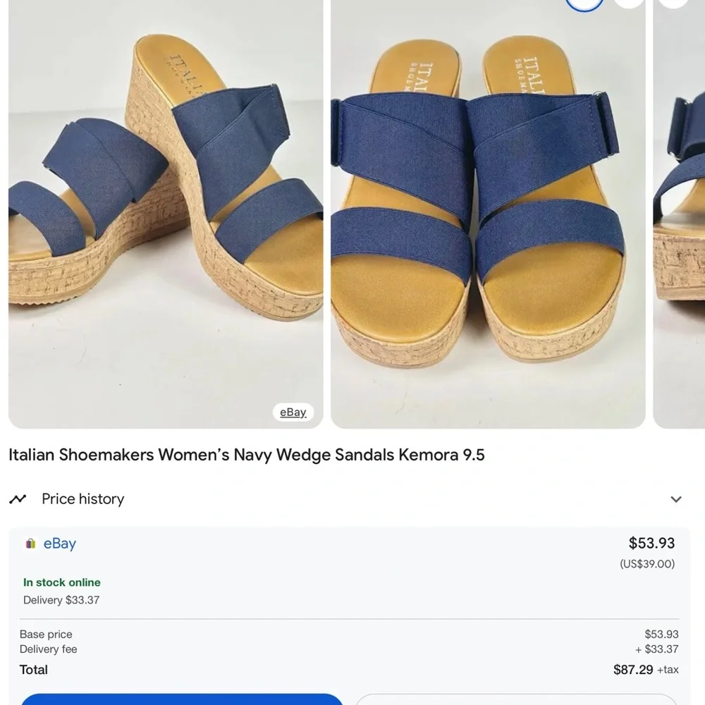 Italian Shoemakers Navy Slide Sandals - Picture 3 of 3